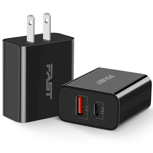 2Pack Dual Port USB-C Wall Charger, Power-7 20W Power Delivery Type C Fast Charging Block for iPhone 14 Pro 14 Plus 14 13 12 Pro Max 12 Mini 11 Pro Max 11 SE XS X USB C Charger Brick Plug Adapter Cube