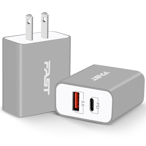 USB C Wall Charger, Power-7 2-Pack 20W Power Delivery USB C Wall Plug in USB Charger Dual Port Fast Charging Block Compatible with iPhone 14/14 Plus/14 Pro/14 Pro Max/13/12/Mini/11/SE/XS Max/XR/X, Pad