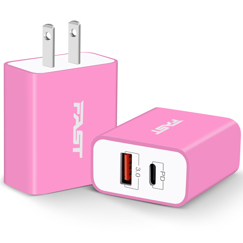 USB C Wall Charger, Power-7 2-Pack 20W Fast Dual Port Wall Charger Plug USB-C PD Power Adapter Charging Block Box Compatible with iPhone 14/14 Plus/14 Pro/14 Pro Max/13/12/Mini/11/XR/XS Max/X/8, Pad