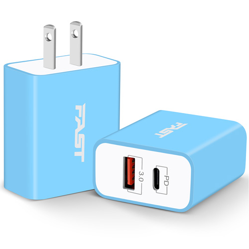 20W USB C Power Adapter, Power-7 2-Pack Dual Port USB C Wall Charger Plug Fast Charging Block Cube Compatible with iPhone 14/14 Plus/14 Pro/14 Pro Max/13/12/Mini/11/11 Pro Max/XS/XR/X, Pad, Samsung