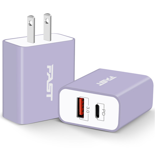 USB C Charger Block, Power-7 2-Pack 20W Dual Port Fast USB C Wall Charger Plug, PD Power Adapter Charging Block Cube Brick Compatible with iPhone 14/14 Plus/14 Pro/14 Pro Max/13/12/Mini/11/XR/XS, Pad