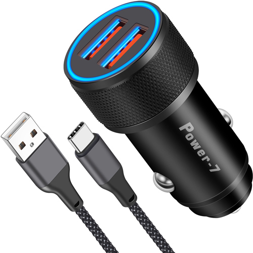 36W Fast Type C Car Charger for Samsung S22/S22 Ultra, Power-7 Dual USB Car Charger Adapter with 3FT USB C Cable Fast Charging for Samsung Galaxy S22 S21 S20 Ultra S10 S9 Plus Note 20 10 9, LG, Moto