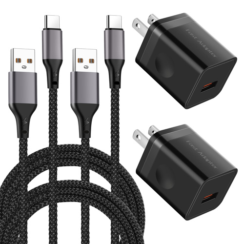 Adaptive Fast Charging Wall Charger Block [2-Pack] with 2 X USB C Cable 10 FT, Power-7 Fast Charger Adapter Long Type C Cable for Samsung Galaxy S22/S21/S20 Ultra/Note 20, A03s/A22 5G/A03 Core/A53/A33
