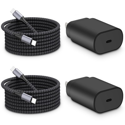 Super Fast Charger Type C, 2-Pack 25W USB C Fast Charging Block Wall Charger with 10FT Long Braided USB-C to C Cable for Samsung Galaxy S23/S23+/S23 Ultra/S22/S21/S20 Ultra/Note 20/10, Z Fold5/Z Flip5