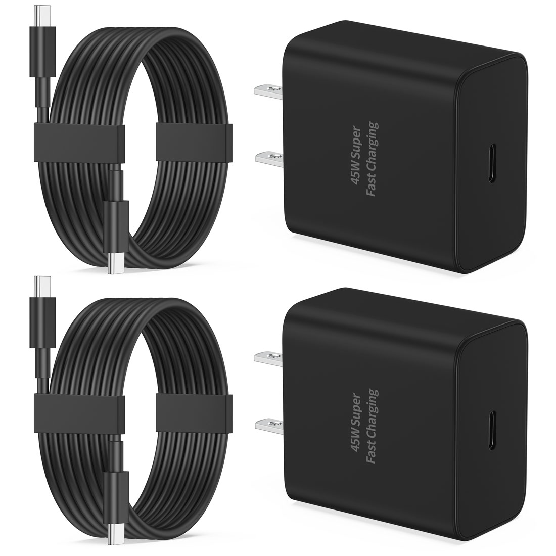 S24 S23 S22 Ultra Samsung Charger Fast Charging, 2 Pack 45W Type C Super Fast Charger Block with 10FT Long USB C to C Cable for Samsung Galaxy S24 Ultra/S24+/S24/S23 Ultra/S23/S22/ S21/S20, Galaxy Tab