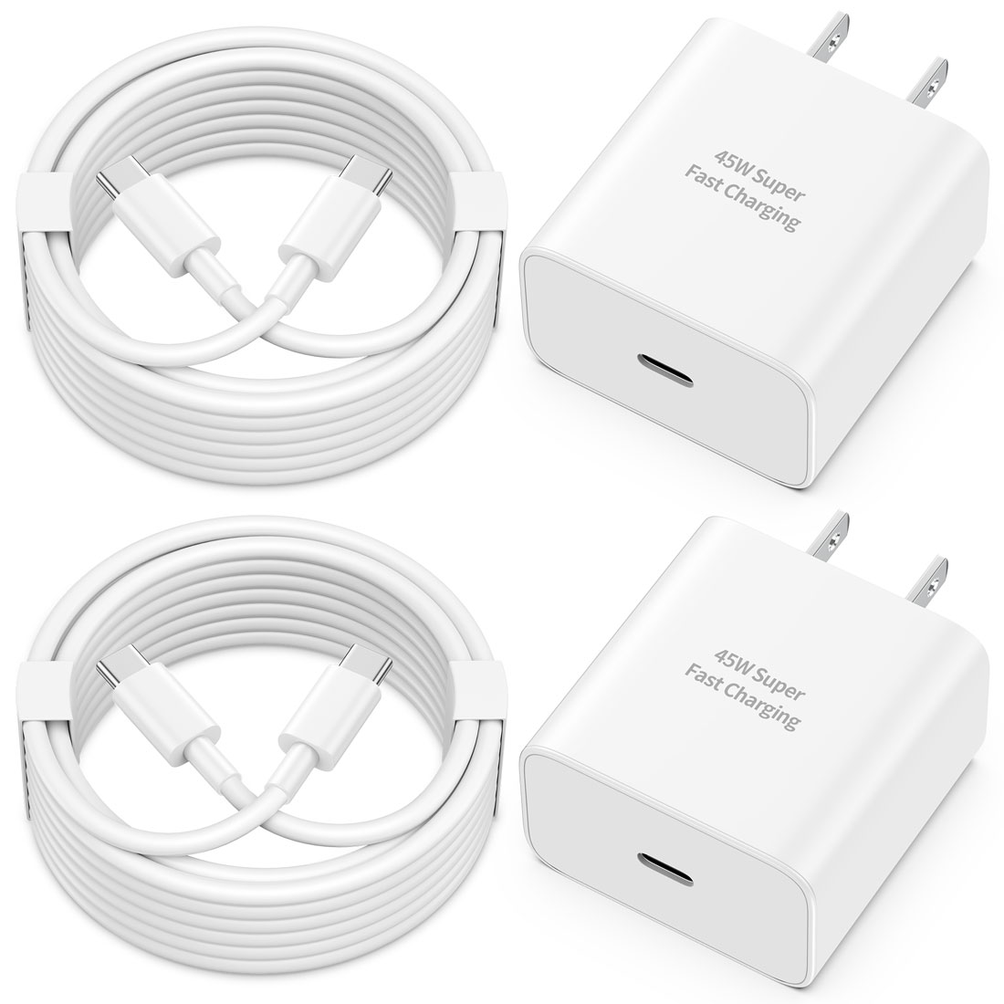 S24/S23/S22 Ultra Charger, 2 Pack 45W Type C Super Fast Charger, USB C Charger Block for Samsung Galaxy S24 Ultra/S24+/S24/S23 Ultra/S23+/S23/S22/S21 FE/S20, Galaxy Tab with 10FT Long USB C to C Cable