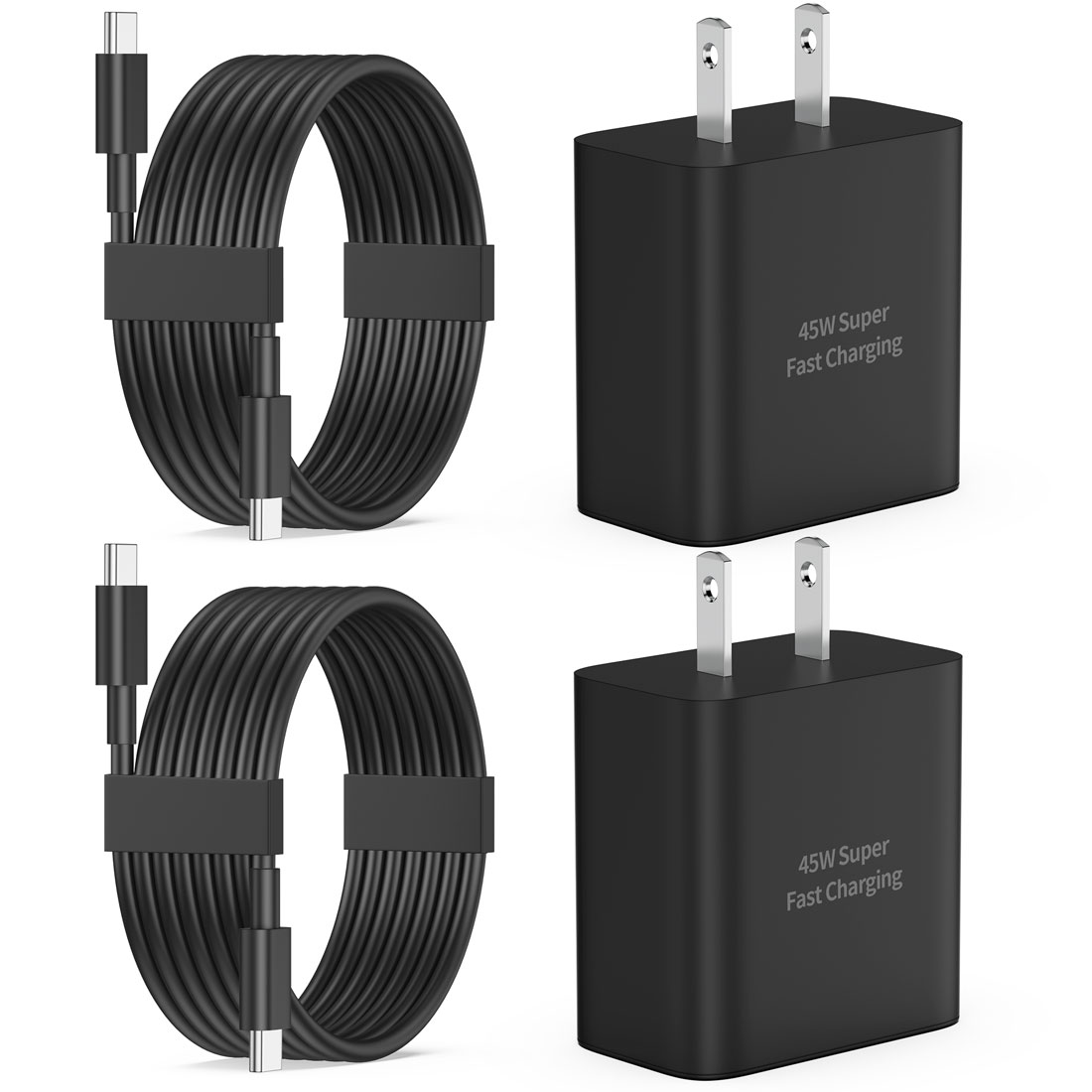 USB C Fast Charger, 2 Pack 45W USB C Wall Charger Super Fast Charging Block for Samsung Galaxy S24 Ultra/S24/S24+/S23 Ultra/S23/S23+/S22/S21 FE/S20/Note 20, Galaxy Tab with 6FT Type C Charger Cord