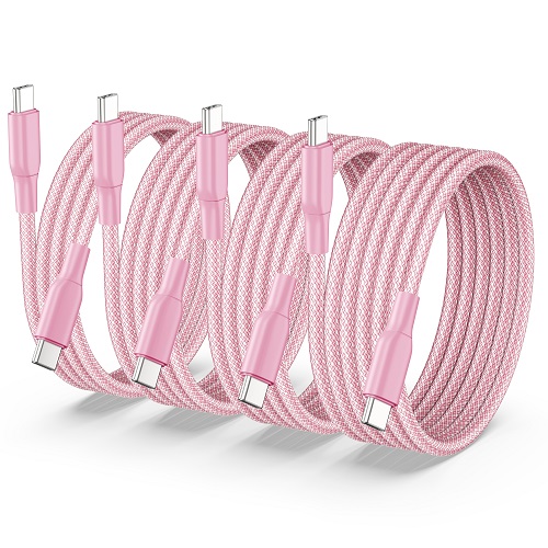 4-Pack USB C Cable [3FT+6FT+6FT+10FT] USB C to USB C Braided Fast Charger Cord Compatible with iPhone 15 Pro Max, iPad, Samsung Galaxy S24 Ultra, LG V50/V40/G8/G7, Google Pixel 8/7/3, Android Phones