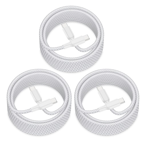 3Pack USB C Cable 10FT, 60W/3A USB C to USB C Charger PD Fast Data Transfer Charging Cord Nylon Braided Compatible with iPhone 15/15 Pro/15 Plus/15 Pro Max, iPad Pro 12.9/11 inch, iPad Air 5/4, Mini 6