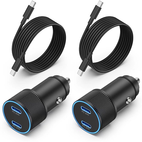 Car Charger for iPhone 15/15 Plus/15 Pro/15 Pro Max, iPad Pro/Air/Mini, Pixel 8/7/6, Samsung S24/S23/S22, 2Pack 40W Dual USB C Car Charger Fast Charging Cigarette Lighter Adapter with 6FT Type C Cable