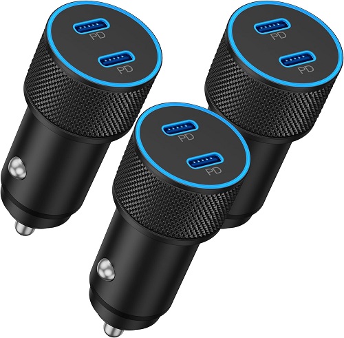 USB C Car Charger, 3Pack 40W Dual Port Car Power Adapter Fast Charging Cigarette Lighter USB Car Phone Charger for iPhone 15 14 13 12 11 Pro Max, iPad, Samsung Galaxy S24/S23/S22, Pixel, Moto, Android