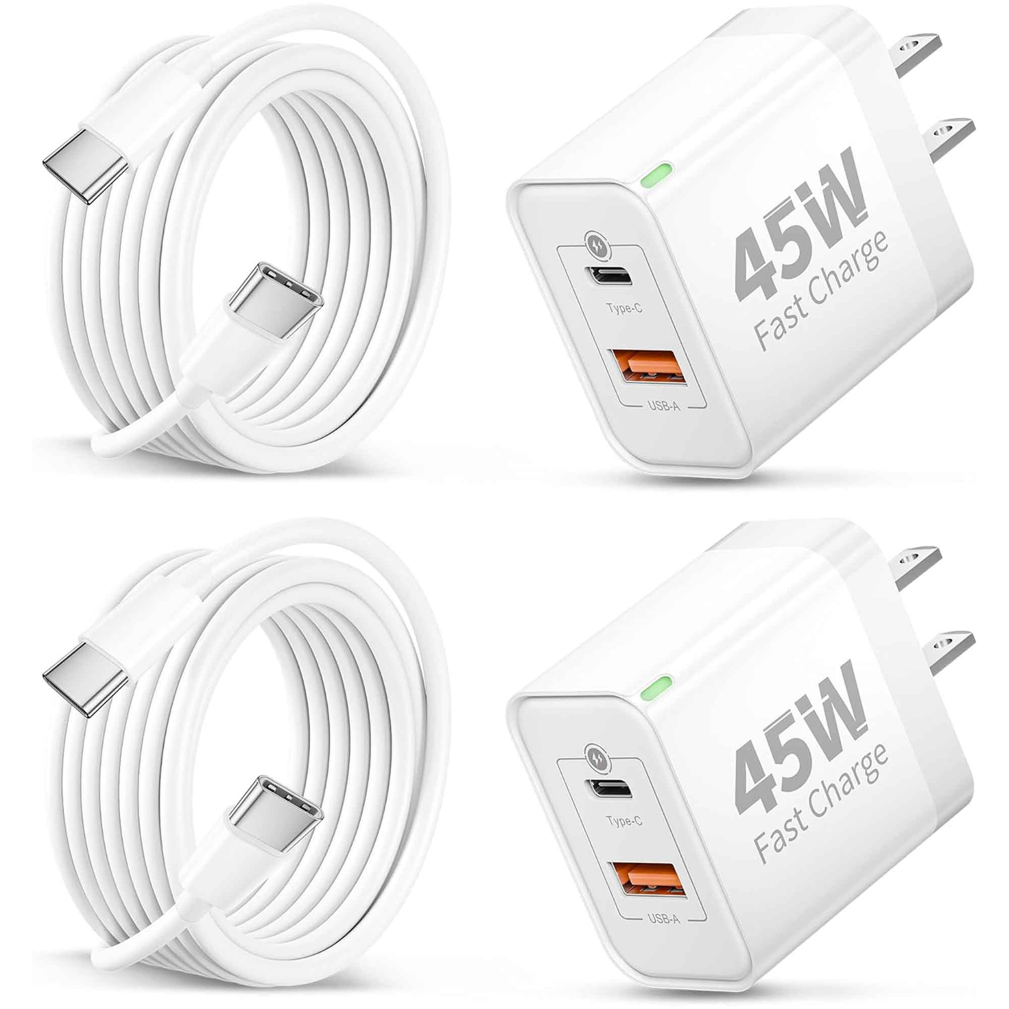 iPhone 17 16 15 Charger, 2-Pack 45W Dual Port USB C Fast Wall Charger Block with 6FT Type C Cable Charging Cord for iPhone 17/17 Pro/17 Pro Max/Air/16/16 Plus/16 Pro Max/15/15 Pro, iPad Pro/Air/Mini