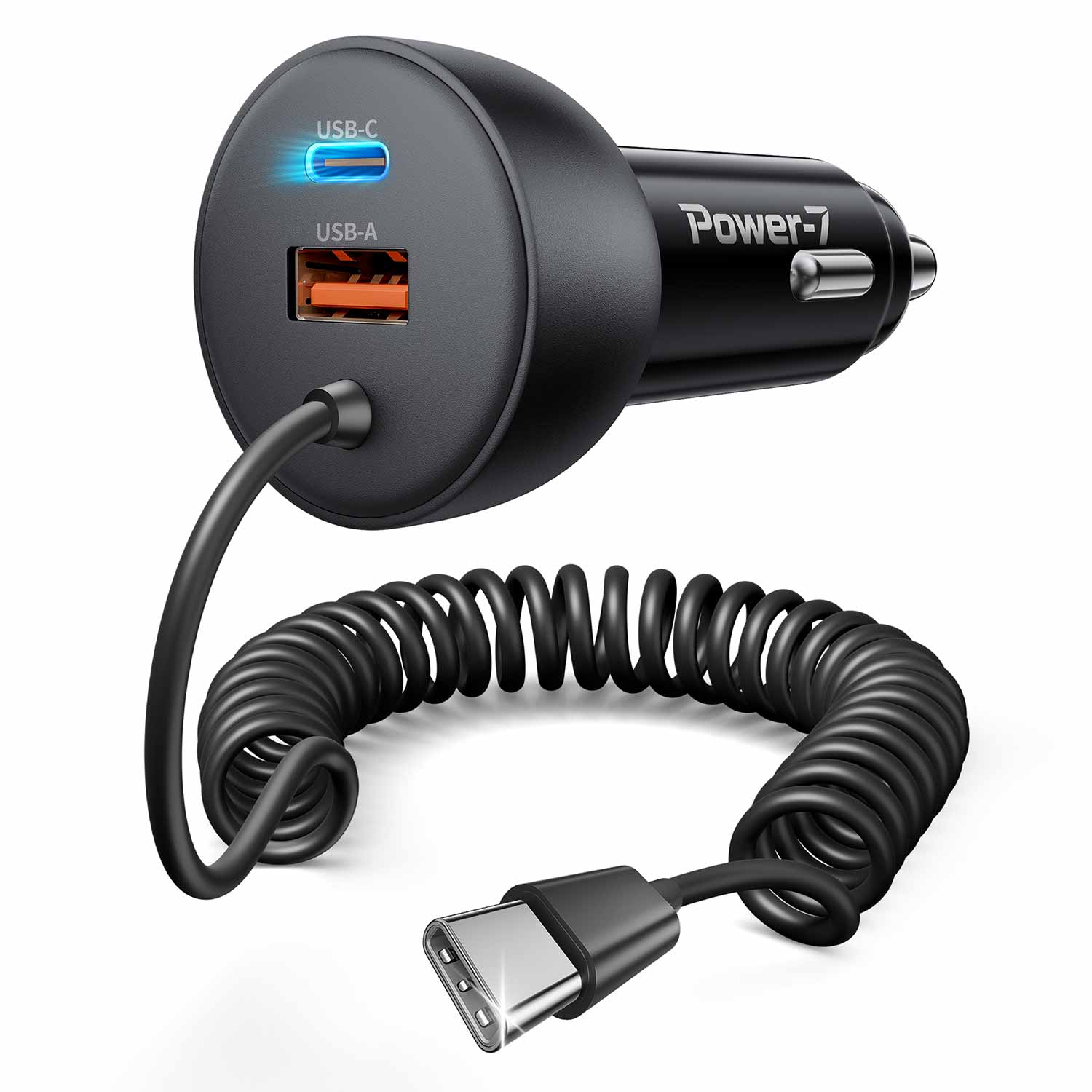 90W iPhone 17/17 Pro Max/Air Car Charger Fast Charging, 3-Port USB C Fast Car Charger Cigarette Lighter Adapter & 4FT USB-C Coiled Cable for iPhone 17/Air/17 Pro /16/15 Pro Max/Plus, iPad, Android