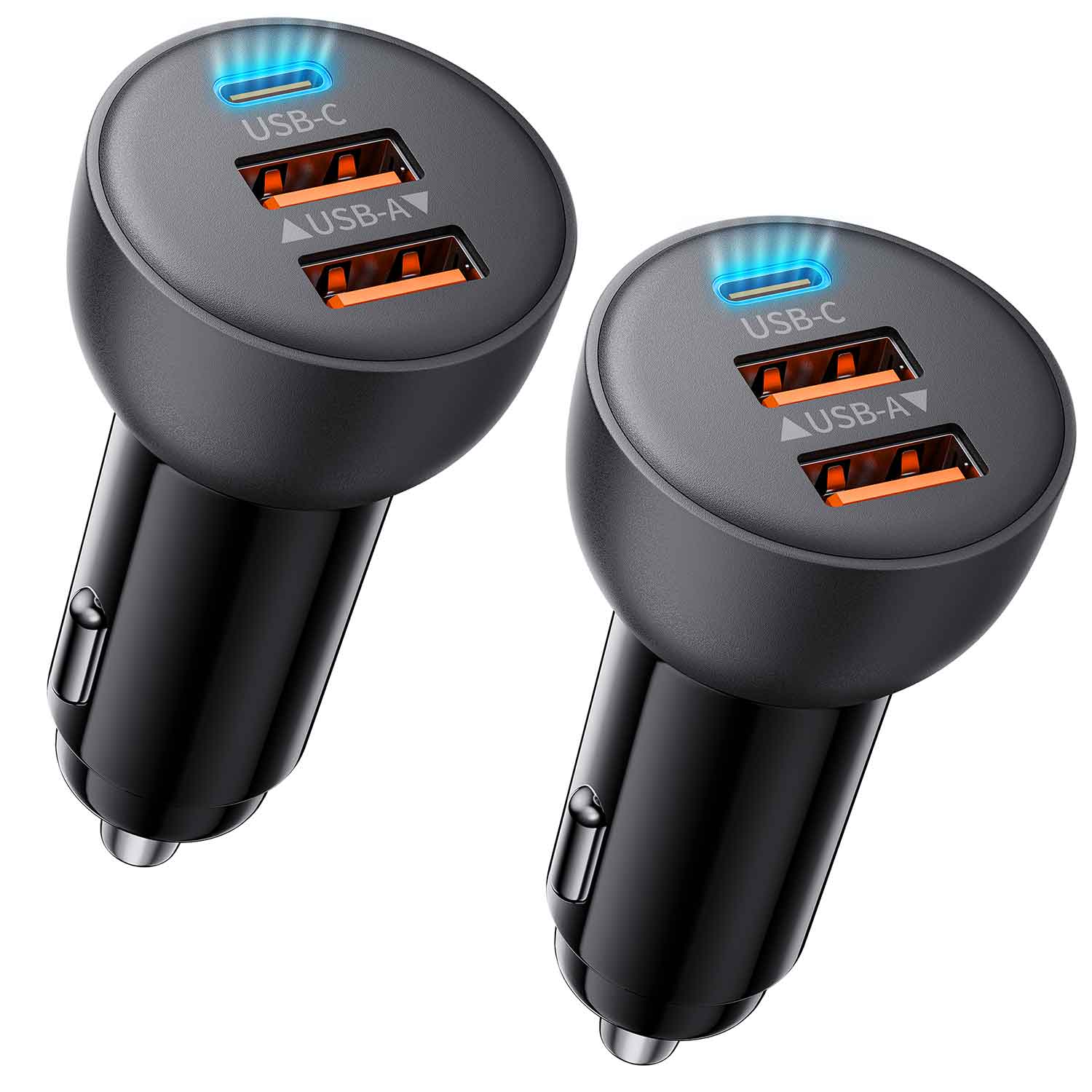 USB C Car Charger, 2 Pack 70W 3-Port PD/QC Fast Charging Cigarette Lighter USB Charger Car Phone Adapter Accessories for iPhone 17/Air/16/15/14/13/12 Pro Max, iPad, Pixel, Galaxy S25/S24/S23, Android