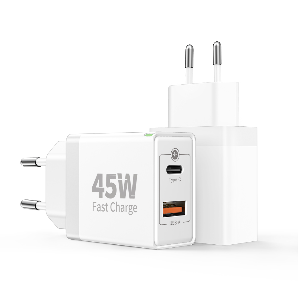 European Travel Plug Adapter, 2-Pack 45W Dual Port US to Europe EU Power Adapter, USB C International Fast Charger Block to Italy Spain France Portugal Germany Iceland, Europe Travel Essentials